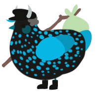 A sable and cerulean chicken with a speckle pattern
