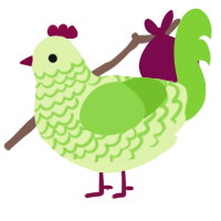 A apple and grass chicken with a lace pattern