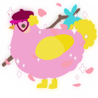 A pink and yellow chicken