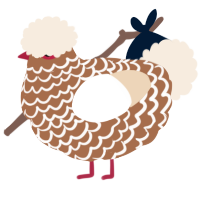 A brown and cream chicken with a lace pattern