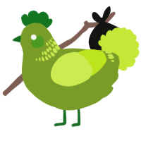 A chartreuse and lime chicken with a neck-band pattern