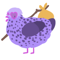 A lilac and overcast chicken with a speckle pattern