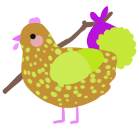 A gold and lime chicken with a speckle pattern