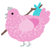 A pink chicken with a speckle pattern