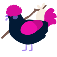 A tumblr and fuchsia chicken