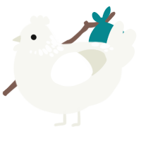 A white chicken with a neck-speckle pattern