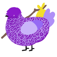 A violet and lilac chicken with a double-lace pattern