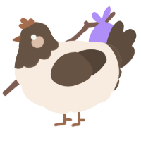 A cream and bark chicken with a head pattern