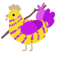 A yellow and amethyst chicken with a bar pattern