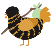 A sable and orange chicken with a bar pattern