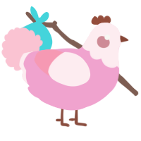 A pink and rose chicken with a head pattern