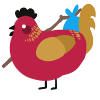 A crimson and gold chicken with a neck-band pattern