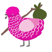 Closet, a fuchsia and pink chicken with a lace pattern