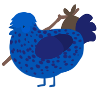A ultramarine and navy chicken with a speckle pattern