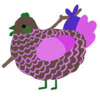 A bark and orchid chicken with a lace pattern