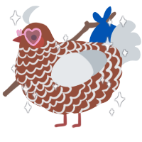 A russet and mist chicken with a lace pattern