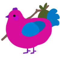 A fuchsia and sapphire chicken