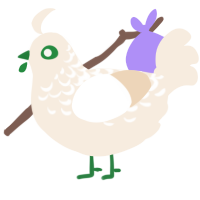 A cream chicken with a half-lace pattern