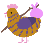A ochre and overcast chicken with a bar pattern