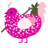 A fuchsia and rose chicken with a speckle pattern
