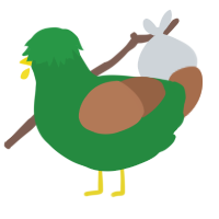Duckie, a viridian and brown chicken