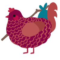 A maroon and red chicken with a lace pattern