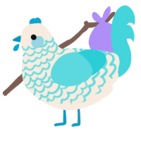 A cream and aqua chicken with a lace pattern
