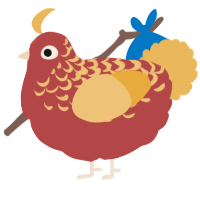 A red and honey chicken with a half-lace pattern