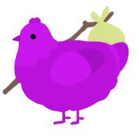 A amethyst chicken with a head pattern
