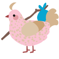 A rose and beige chicken with a speckle pattern