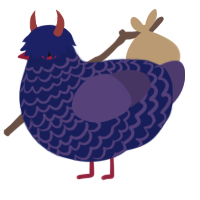 Draugluin, a navy and overcast chicken with a lace pattern
