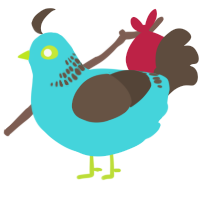 A aqua and bark chicken with a neck-band pattern