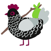 A black and silver chicken with a lace pattern