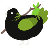 A black and chartreuse chicken with a neck-band pattern