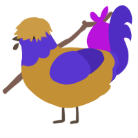 A gold and indigo chicken with a head pattern