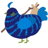 A navy and sapphire chicken with a bar pattern