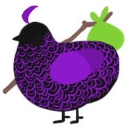 A black and violet chicken with a double-lace pattern