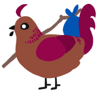 A russet and maroon chicken with a neck-band pattern