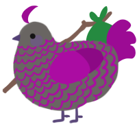 A grey and plum chicken with a lace pattern