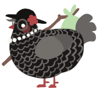 A sable and grey chicken with a lace pattern