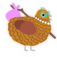 A ochre and russet chicken with a lace pattern