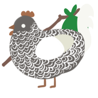A grey and white chicken with a double-lace pattern