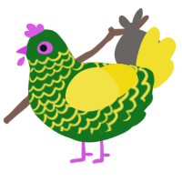 A leaf and yellow chicken with a lace pattern
