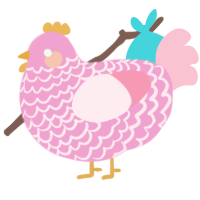 A pink and rose chicken with a lace pattern