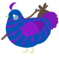 A ultramarine and violet chicken with a bar pattern