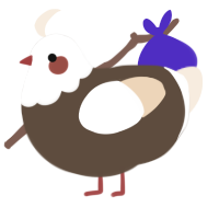A bark and cream chicken with a head pattern