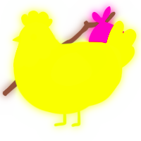 A lime chicken with a head pattern