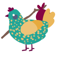 A turquoise and honey chicken with a speckle pattern