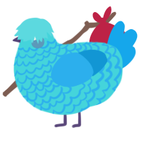 A aqua and sky chicken with a lace pattern