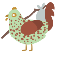 A gluppy and russet chicken with a speckle pattern